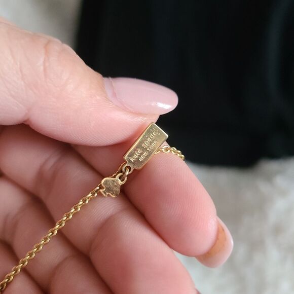 Kate Spade Gold Tone Long Rhinestone Necklace - Picture 4 of 4